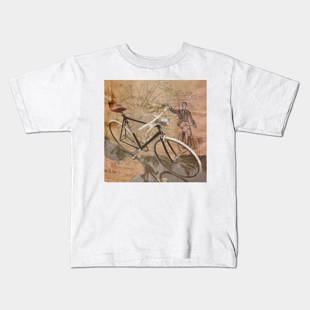 VINTAGE RETRO CYCLIST digital print Kids T-Shirt by SFDesignstudio